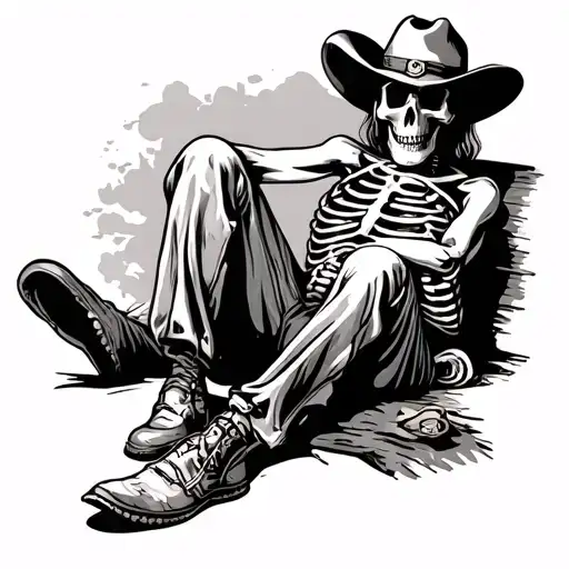 Skeleton Cowboy Resting