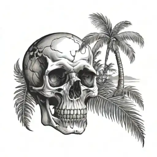 Skull And Palm Tree