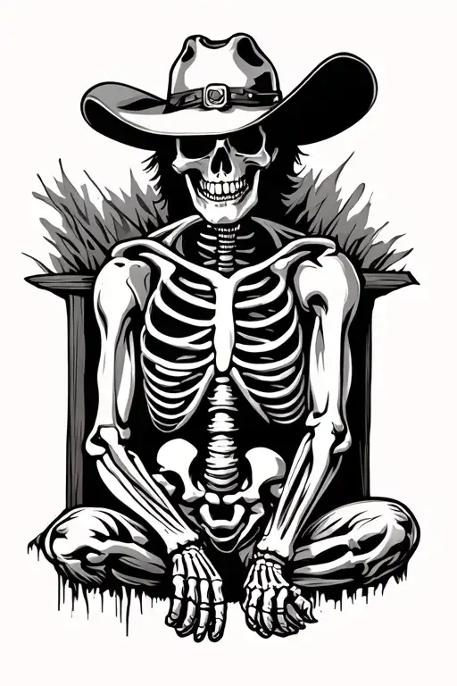 Skeleton Cowboy Resting