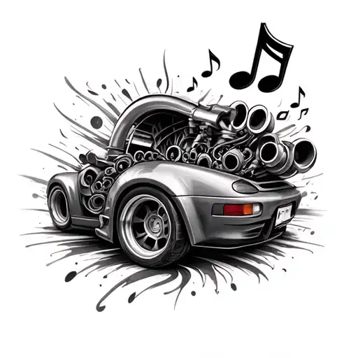Car Turbo Part And Music Note