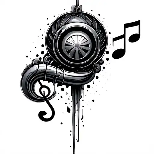 Car Turbo Part And Music Note