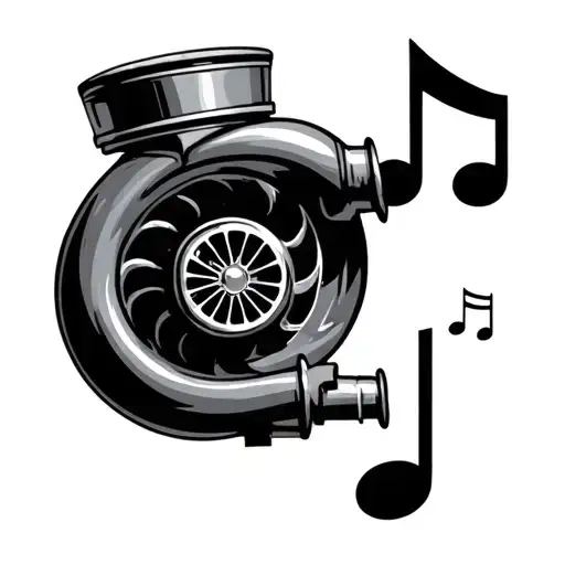 Car Turbo Part And Music Note