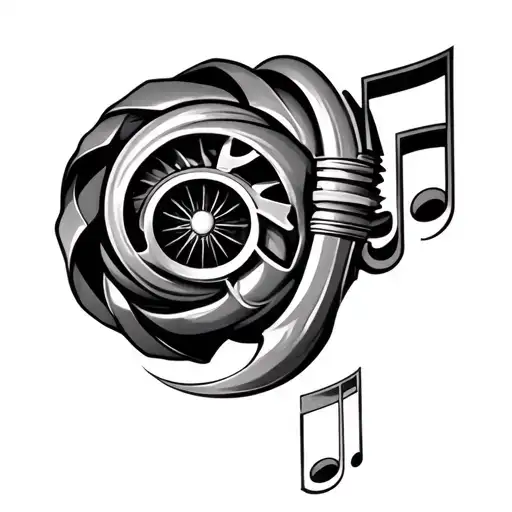 Car Turbo Part And Music Note