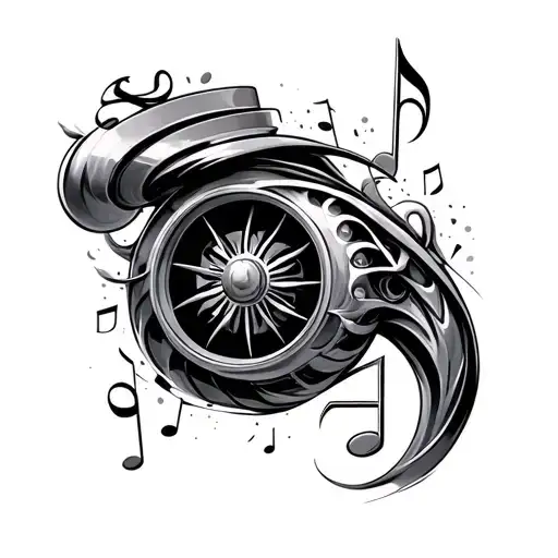 Car Turbo Part And Music Note