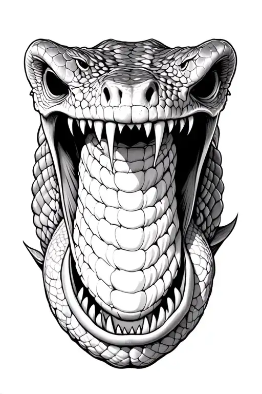 Cottonmouth Head With Fangs Out