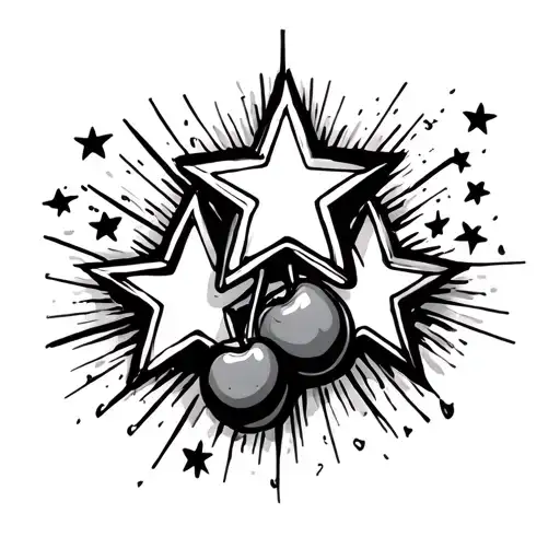 3 Big Stars With Little Cherrys And Little Stars Around It