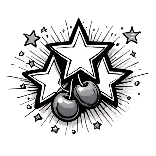 3 Big Stars With Little Cherrys And Little Stars Around It