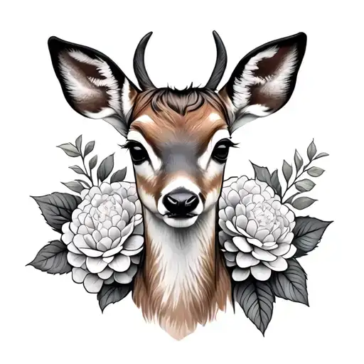 Baby Deer In Hydrangeas