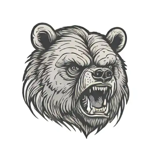 Angry Cartoon Bear Face