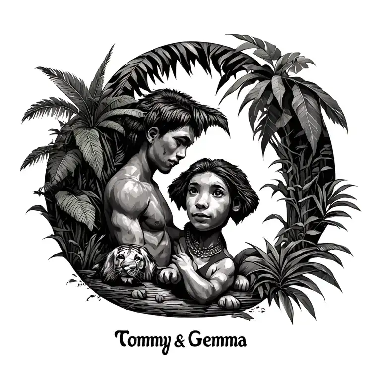 Jungle Scene With The Name Tommy And Gemma