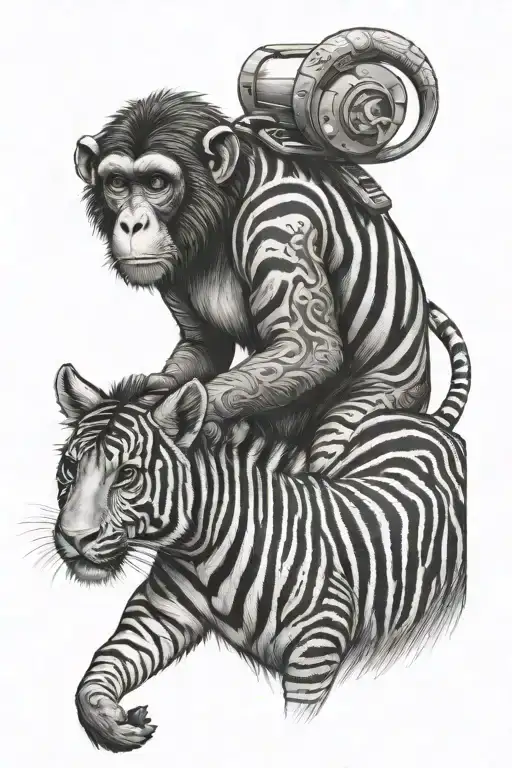 Monkey On A Zebra's Back