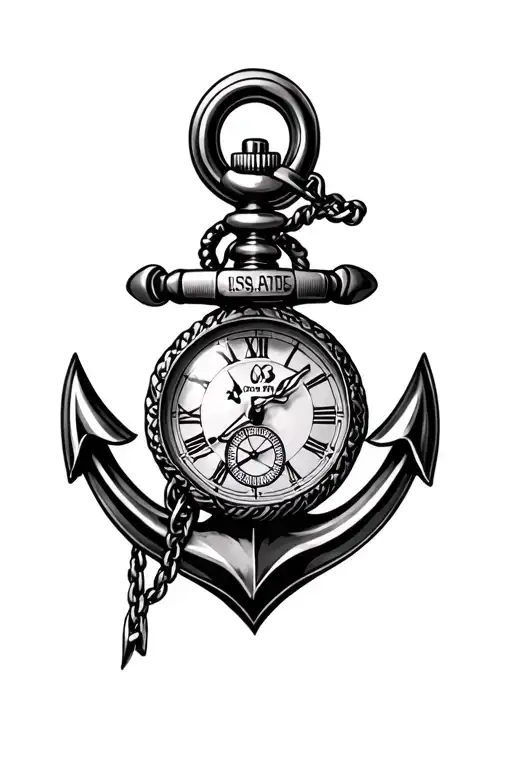 Navy Anchor With A Pocket Watch On A Chain