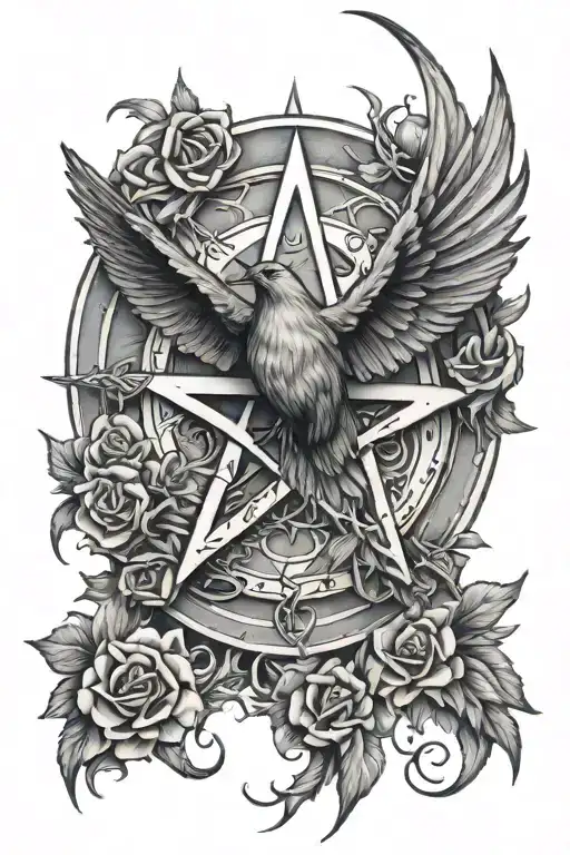 Satanic Pentagram 666 Dead Bird