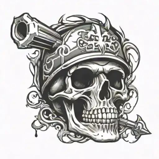 Skull And Fire And Paint Spray