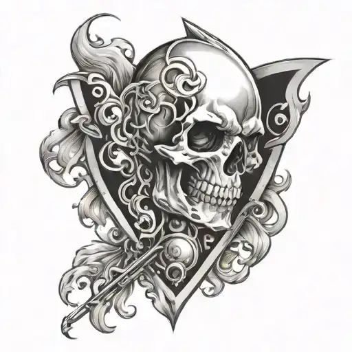 Skull And Fire And Shield