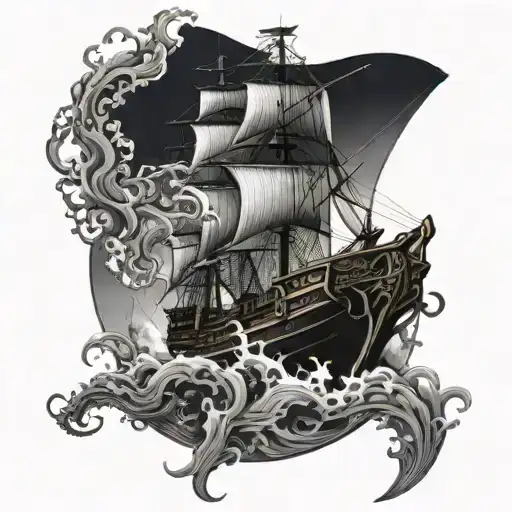 Sail Ship Universe Kraken Attacking