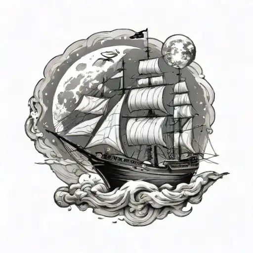 Sail Ship Universe Moon