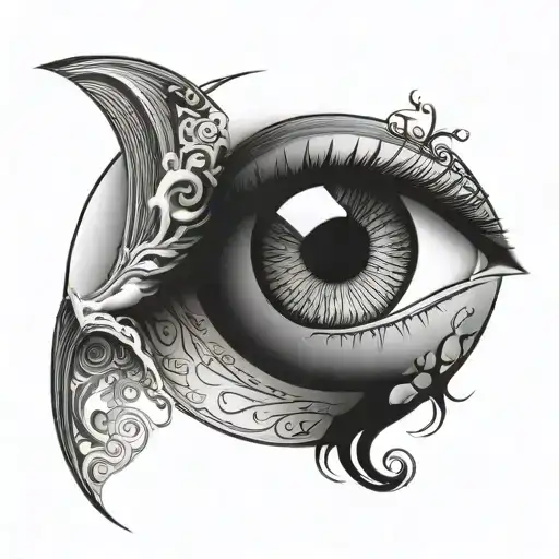 Realistic Eye With Yin Yang Symbol