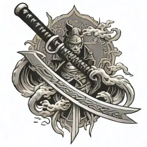 A Katana With Chinese Symbols Incorporated