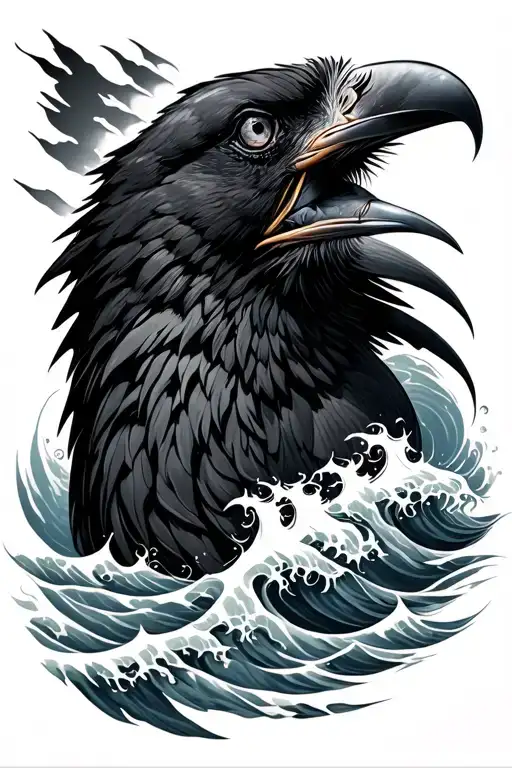 Waves Going Into A Raven Head