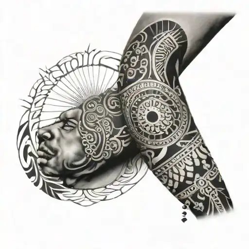 Arm Tattoo With African And Caribbean Inspiraton