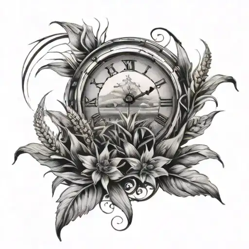 Corn Field An Old Clock Face