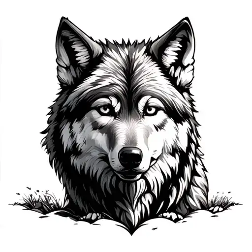 Wolf With Kids Playing