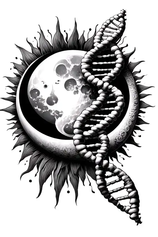 Coffin-siris Syndrome Awareness Smarca4 Dna Strand With The Sun And Moon