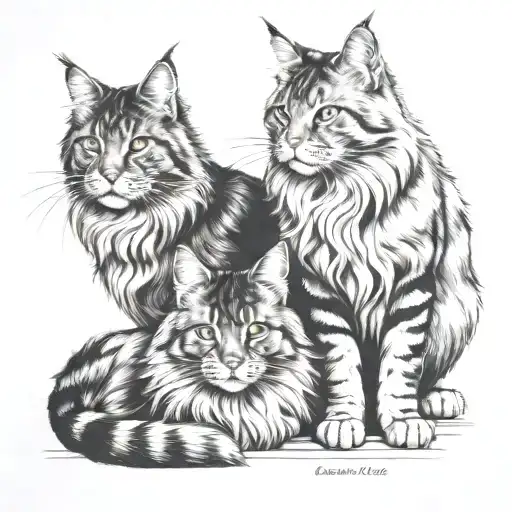 Maine Coon Cats And Cane Corso Dog