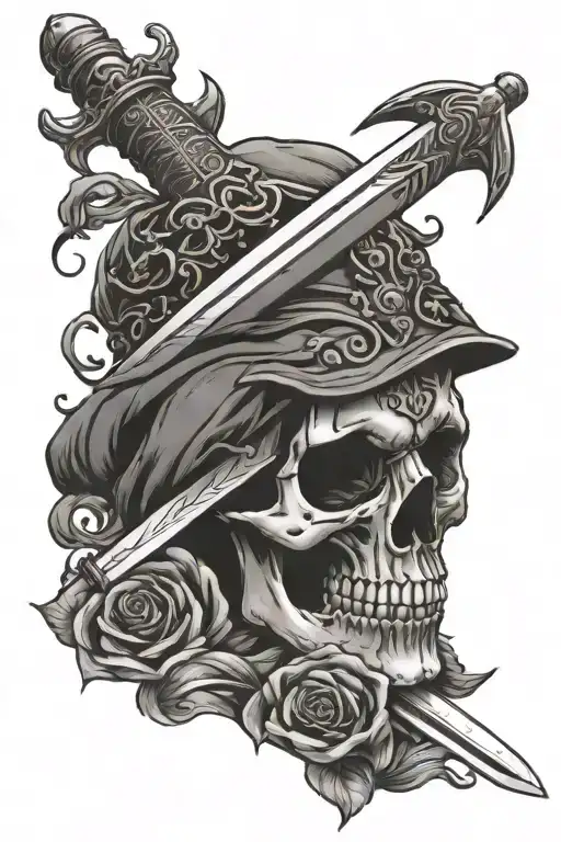 Skull Face And A Sword