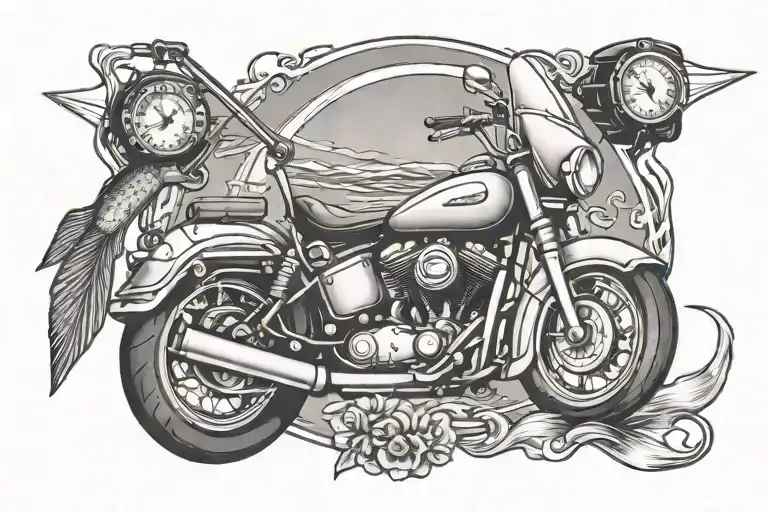 Motorcyle And Fishing Poles