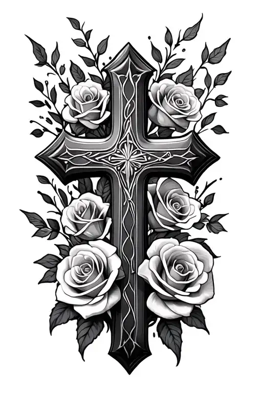 Cross With Roses Around