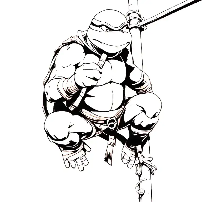 Ninja Turtle Climbing Power Pole Intertwined