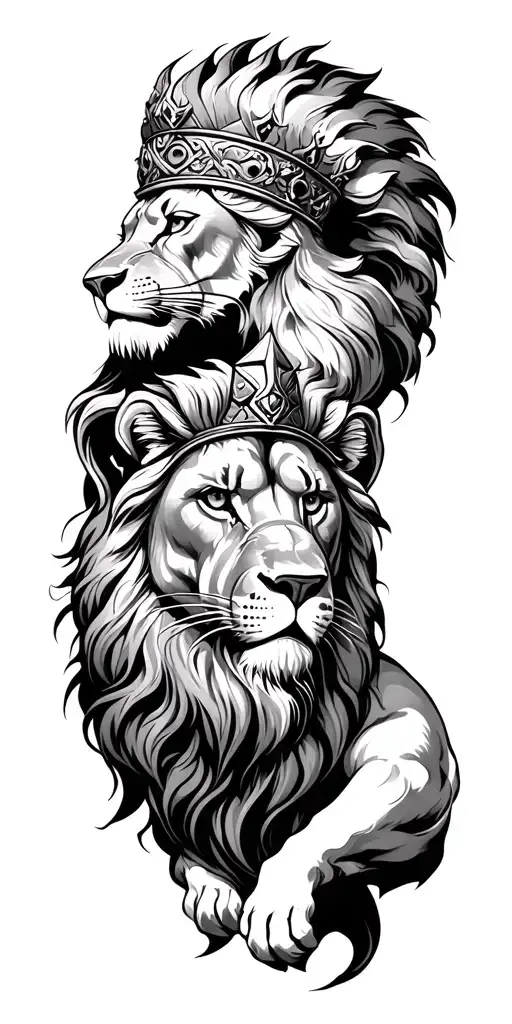 Conquered King And Lion Surrounded