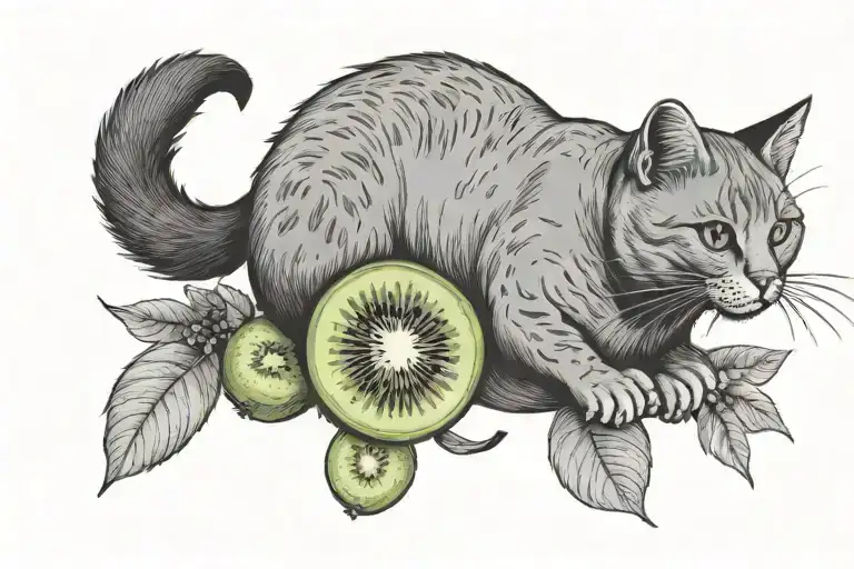 Cat And Kiwi Fruit