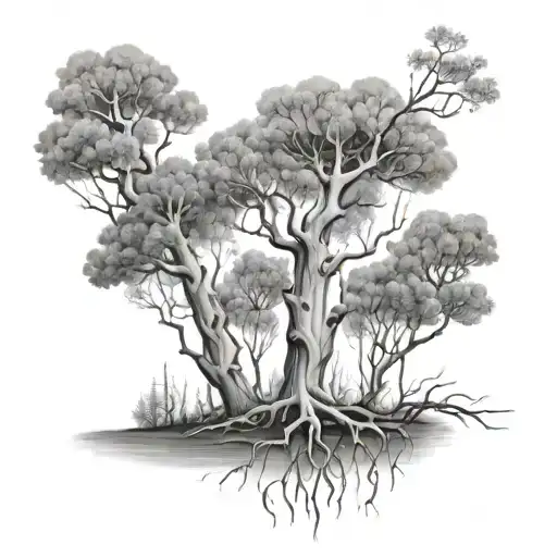 Aspen Forest With Roots Connected