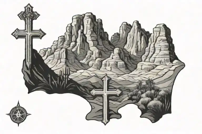 Arizona Mountains With Cross