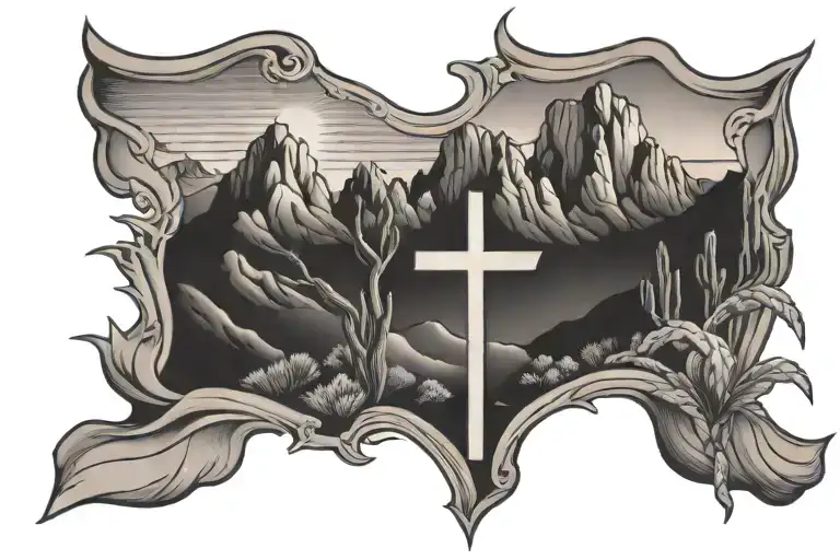 Arizona Mountains With Cross