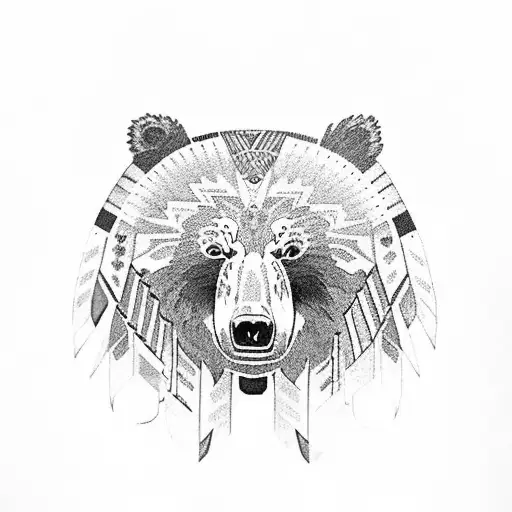 Native American Themed Grizzly Bear