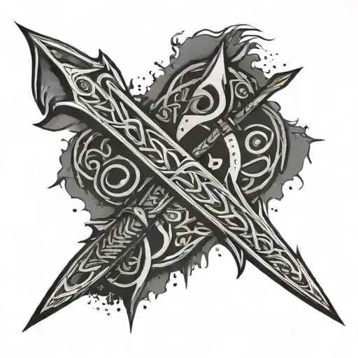 Norse Spear And Runes Engraved