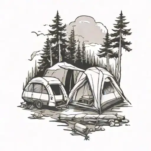 Couples Tattoo Camping And Outdoorsy Theme