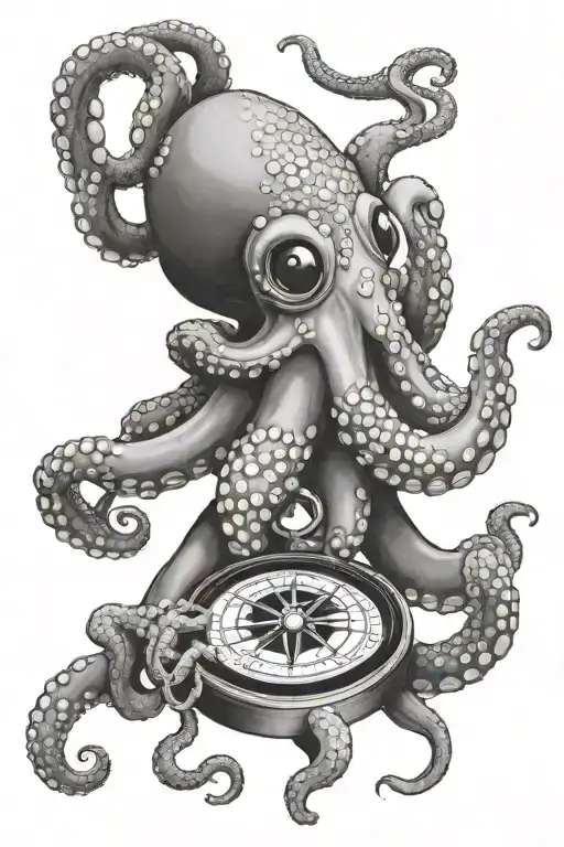 Octopus Holding Compass Intertwined