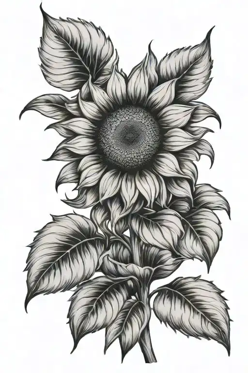 Sunflower Traditional Tattoo Design