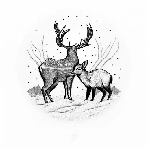 Deer And Bear Together In A Circle