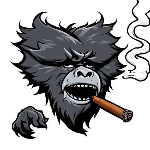 Cartoon Yeti Smoking A Cigar