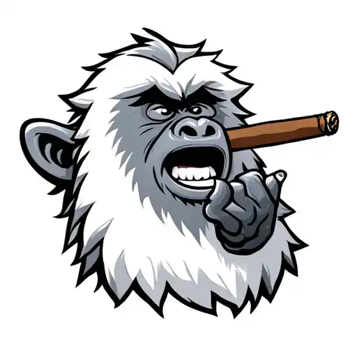 Cartoon Yeti Smoking A Cigar