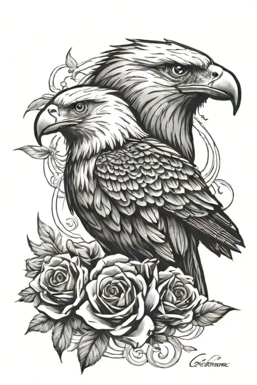 Eagle Cardinal Rose Intertwined