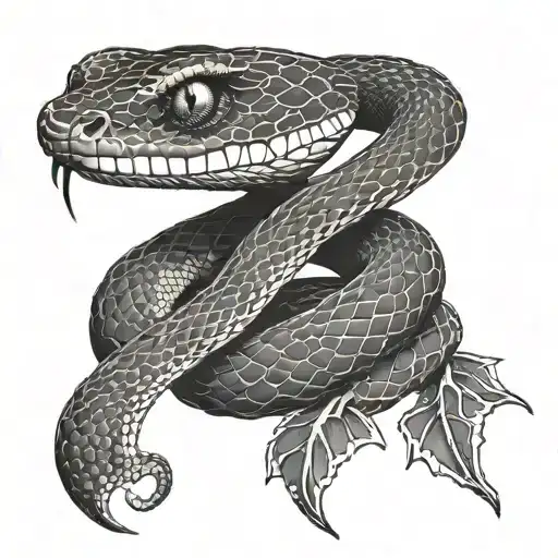 Snake With Much Eyes Dots And Lines Only