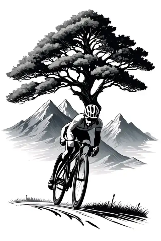 Race Cyclist Mountains Tree Of Life