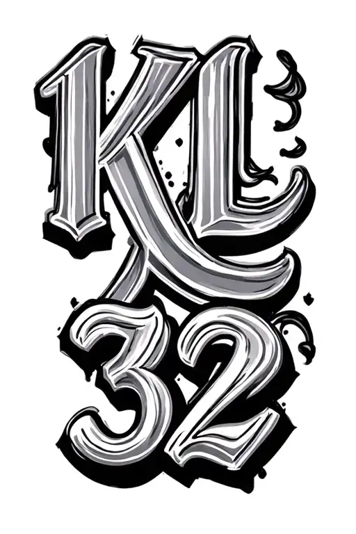 Kl Merged With Number 32 In Cursive Lettering